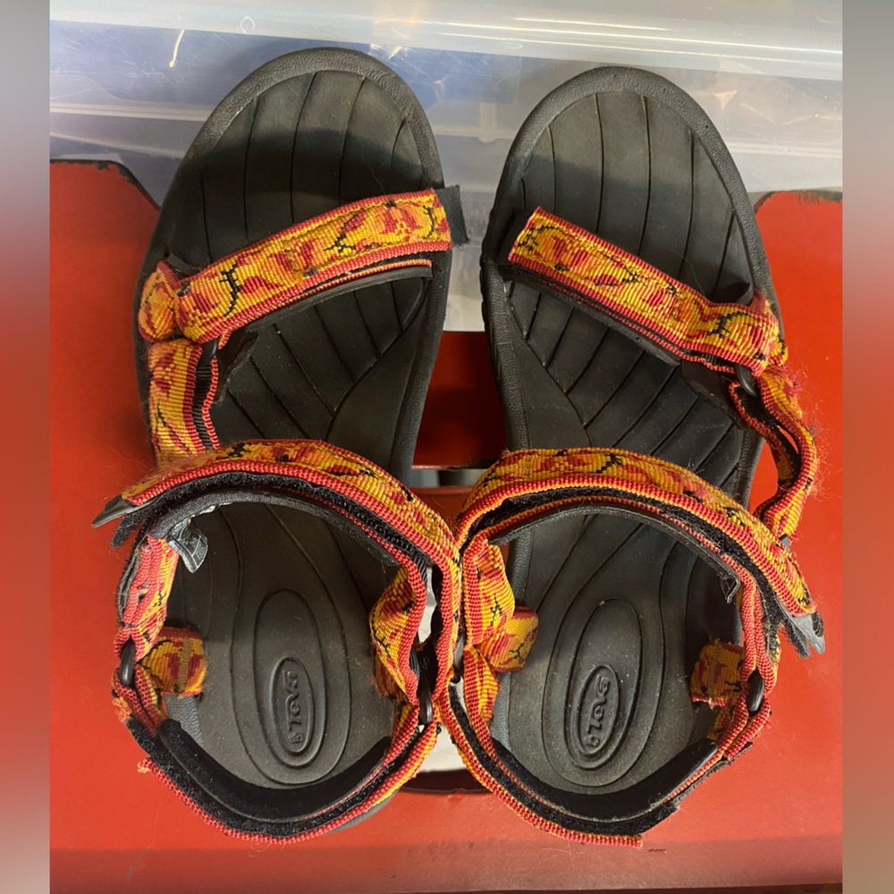Teva Orange Red Patterned Sport Sandals - Picture 2 of 5